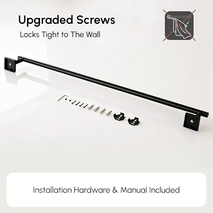 USHOWER Matte Black Bath Towel Bar, 30 Inch Towel Racks for Bathroom Wall Mounted, 304 Stainless Steel Towel Holder with Square Base, Modern Home Decor (Total Length 32 Inch)