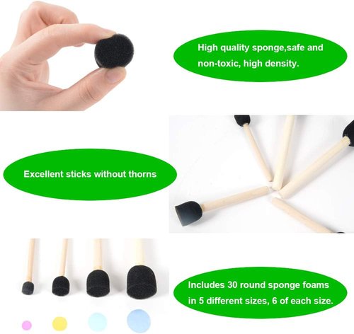 Conda Foam Brush Set - 50 Pack Assorted Sizes 0.5"-2" | Lightweight & Durable for Acrylics, Stains, Varnishes