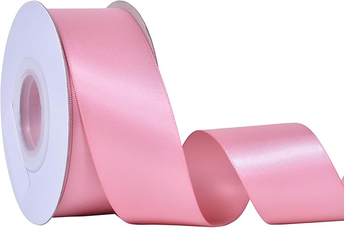 YAMA Rose Gold Double Faced Satin Ribbon, 1 1/2 Inch 25 Yards, Dusty Pink Ribbon Great for Crafts Bows Flower Bouquet Wedding Home Decor Gift Wrapping