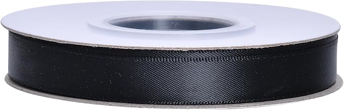 YAMA Black Double Faced Satin Ribbon 1/2 Inch 25 Yards Thin Black Fabric Ribbons for Gift Wrapping Crafts Hair Bows Bouquet Wedding Christmas Party Decoration Floral Arrangement