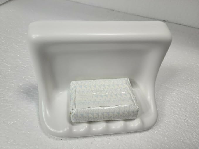 Bright White Matte Ceramic Soap Dish Tray Tile in Daltile Color 0790 Mid Century Modern Retro