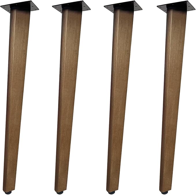 QLLY 26 inch Slant Wooden Table Legs, Solid Wood Angled Desk Legs, Furniture Legs, Set of 4, Easy to Install - Perfect for DIY Dining Tables, Coffee Tables, and Benches (Walnut, 26")