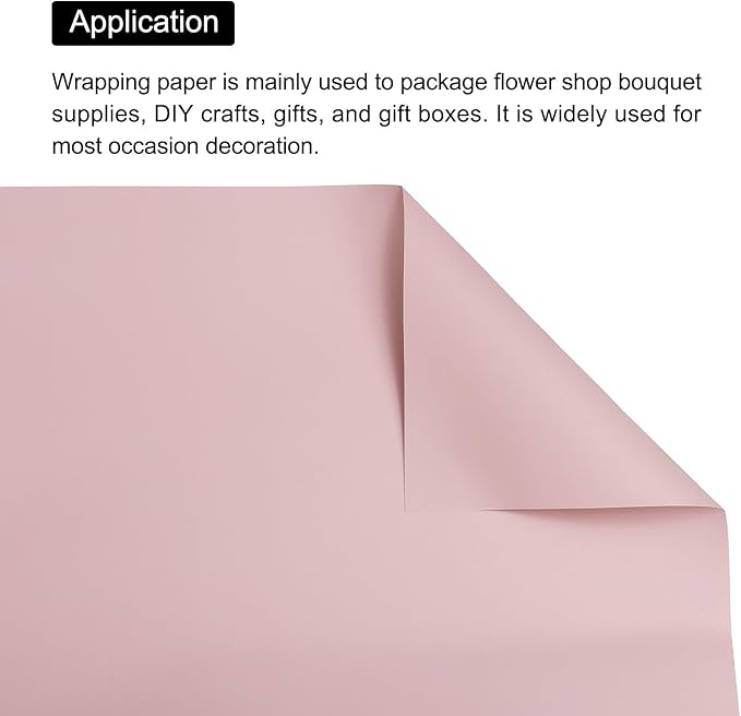 MECCANIXITY Set of 20 Flower Wrapping Paper 22.8x22.8 Inch Waterproof Florists Wrapping Paper for Florist Bouquet Supplies, DIY Crafts, Gift/Gift Box Packaging Gray Pink