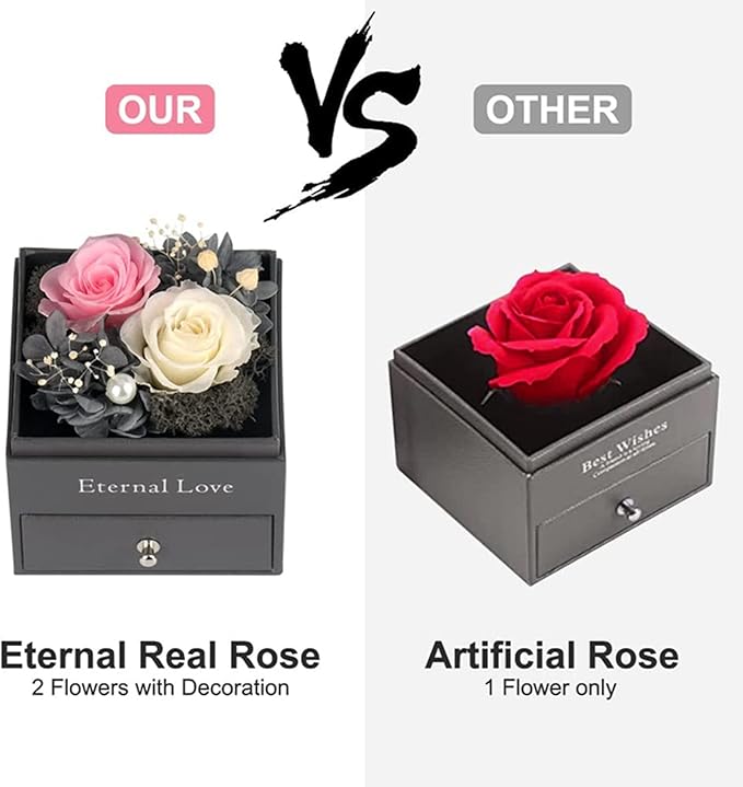 SHOKUTO Preserved Rose,Birthday Gifts for Women Mom Girlfriend,Gifts for Mom Grandma Wife Daughter Sister,Jewelry Boxes with Necklace