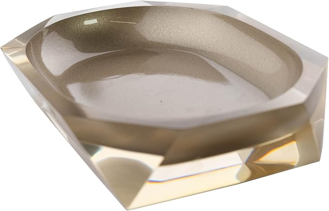 Faceted Soap Dish, Durable Resin, Smooth, Easy to Clean, for Stylish Bathroom Décor, Bronze, 4x5, Sold Individually