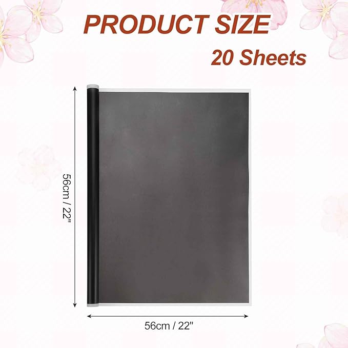 MECCANIXITY Flower Bouquet Wrapping Paper, 56cm/22 Inch Waterproof Floral Wrapping Paper for Flower Bouquet DIY Gift, Wedding, Birthdays, Valentine's Day, Pack of 20(Black)