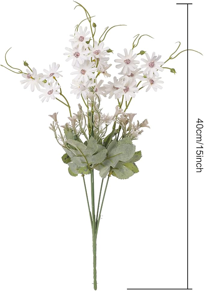 Artificial Flowers Wildflowers Silk Daisy Spring Fake Daisies Decoration Summer UV Resistant Colorful Mixed Bundles Faux Greenery Outdoor Plant Stem Filler for Home Decor Indoor Floral Arrangements