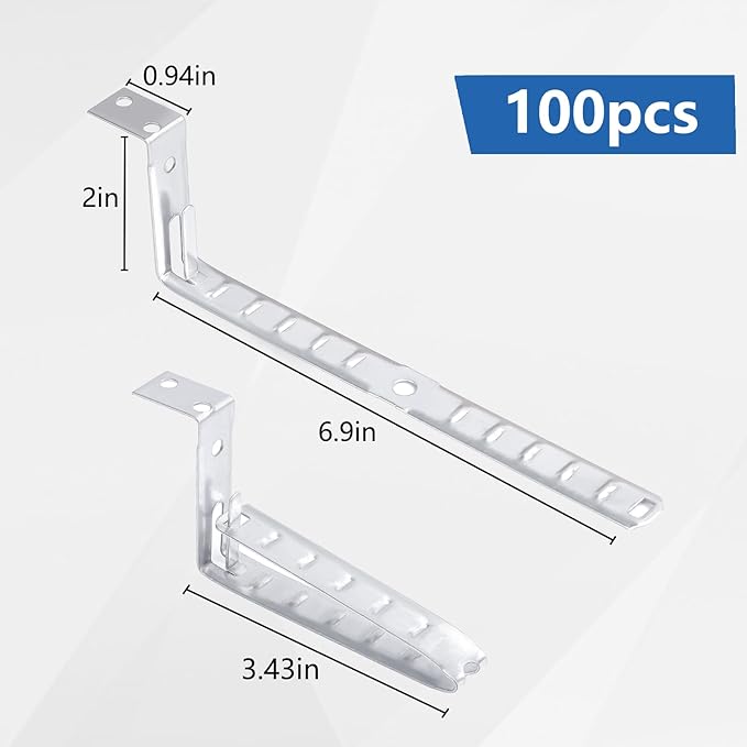AOIGU 100 Pack Stud Wall Mounting Cable Support Clamps - Galvanized Steel Electrical Bracket Fasteners with Locking Tab, Wire Management for Residential Electrical Wiring Projects