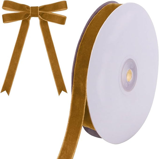 10 Yards Khaki Velvet Ribbon for Christmas Tree,5/8 Inch Velvet Christmas Ribbon for Gift Wrapping Crafts Bow Wreath Holiday Decorations (Khaki)