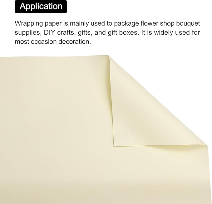 MECCANIXITY Set of 20 Flower Wrapping Paper 22.8x22.8 Inch Waterproof Florists Wrapping Paper for Florist Bouquet Supplies, DIY Crafts, Gift/Gift Box Packaging Light Yellow