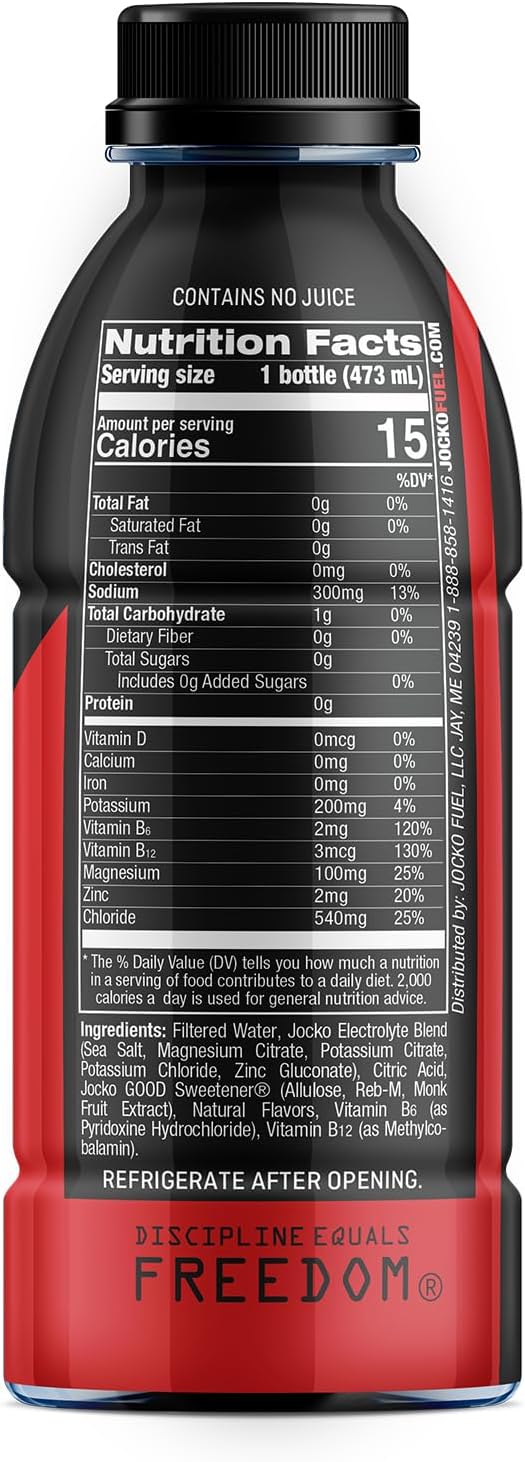 Jocko Fuel Hydrate Electrolyte Drinks - Sports Drink Hydration Amplifier, Thirst Quencher - Scientifically Formulated Electrolyte Blend Fruit Punch Flavor 16 Oz (12 Pack)