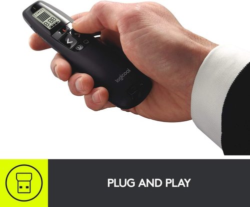 Logitech Wireless Presenter R800 - Green Laser Pointer Clicker for Effortless Presentations