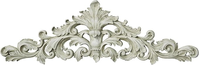 Touch of Class Antique White Wall Topper | Decorative Resin Acanthus Leaf Design | Ornate Vintage Wall Accent for Mirrors, Doorways, or Artwork | Traditional Home Decor | 25 Inch