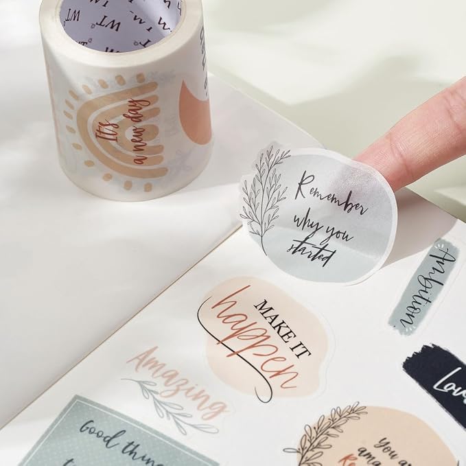 WT Motivational Washi Tape Sticker Set, 3 Rolls, Original Designs, Inspirational Frame Word Stickers, Vintage Decorative Tape, DIY Crafts, Bujo Planner Supplies, Journals Gifts, Adhesive Paper Tape