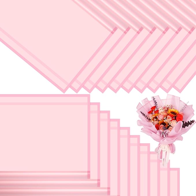 DEWJDFSC 20 Sheets Flower Wrapping Paper,Waterproof Floral Korean Bouquet Wrapping Paper, Florist Supplies, Suitable for Flowers Gift Packaging (Pink-3)