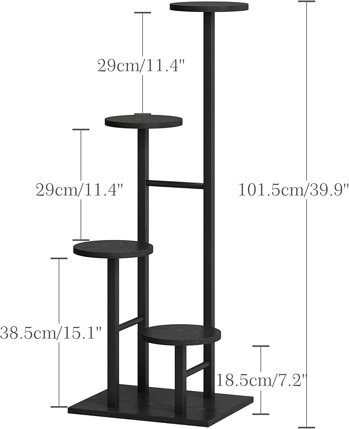 5 Tier Plant Stand Indoor, Corner Plant Shelf, Plant Shelves Organizer, Flower Stand for Multiple Plants, Tall Wood Plant Shelf Holder for Indoor, for Living Room, Balcony GPS108BW