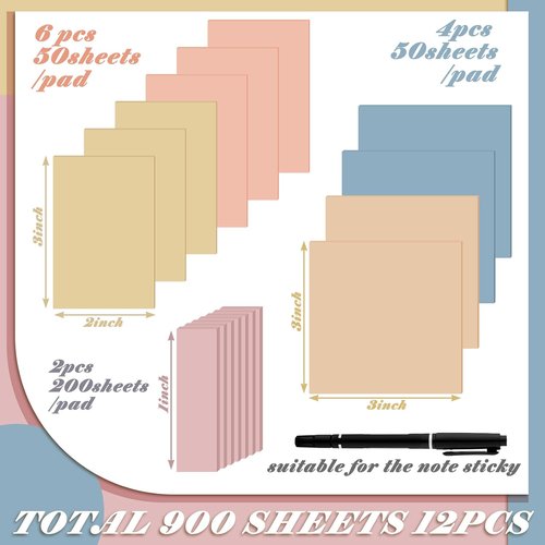 Jetec Bible Sticky Notes - 900 Pcs Transparent Pastel Colors for Study & Annotation | Clear Office Supplies