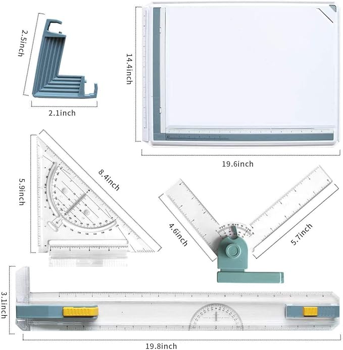 Frylr Inch A3 Drawing Board Drafting Table Multifunctional Drawing Board Table with Clear Rule Parallel Motion and Angle Adjustable Measuring System