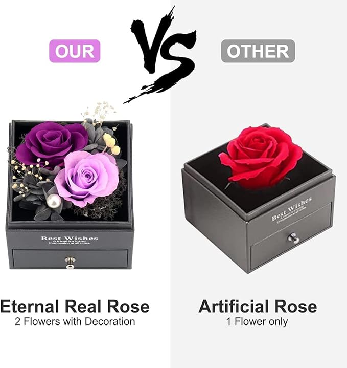 SHOKUTO Preserved Rose,Birthday Gifts for Women Mom Girlfriend,Gifts for Mom Grandma Wife Daughter Sister,Jewelry Boxes with Necklace