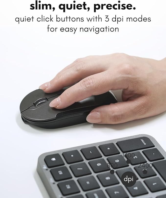 Macally Bluetooth Mac Keyboard and Mouse - Compact (2 Zone) Wireless Apple Keyboard and Mouse Combo with Number Pad - Multi Device, Rechargeable - for Mac, MacBook Pro/Air, iPad, iPhone - Space Black