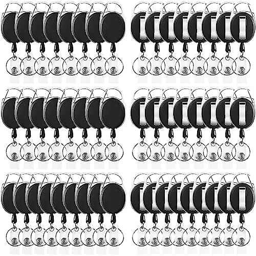 Simetufy 50 Pcs Retractable Badge Reels, Heavy Duty ID Badge Holder Retractable Clip Bulk, Key Holder with Ring for Office Worker Employee, Doctor Nurse