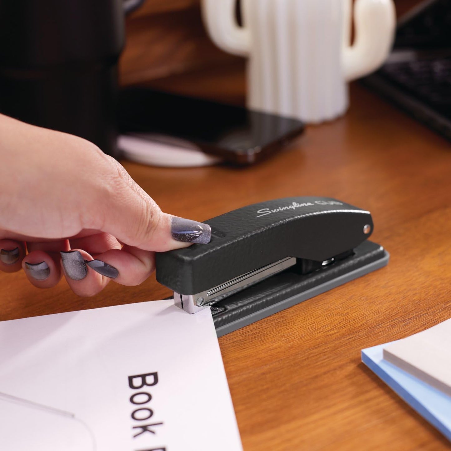 Swingline Cub Compact Desktop Stapler - 20 Sheet Capacity, Metal, Matte Black Finish