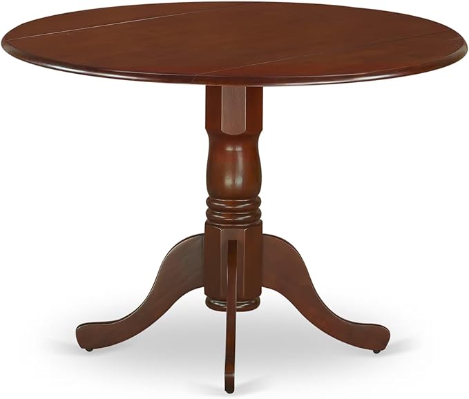 East West Furniture DLT-MAH-TP Dublin Dining Room Table - a Round Solid Wood Table Top with Dropleaf & Pedestal Base, 42x42 Inch, Mahogany