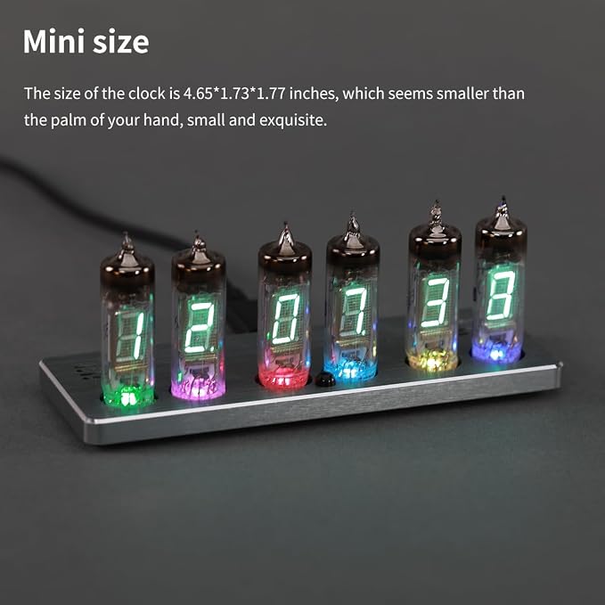 Nixie Tube Clock Digital with WiFi Auto-Sync, Voice Alarm, 15 Color Backlight, 9 Display Effects, Vintage Desk Clock for Home Office Decor