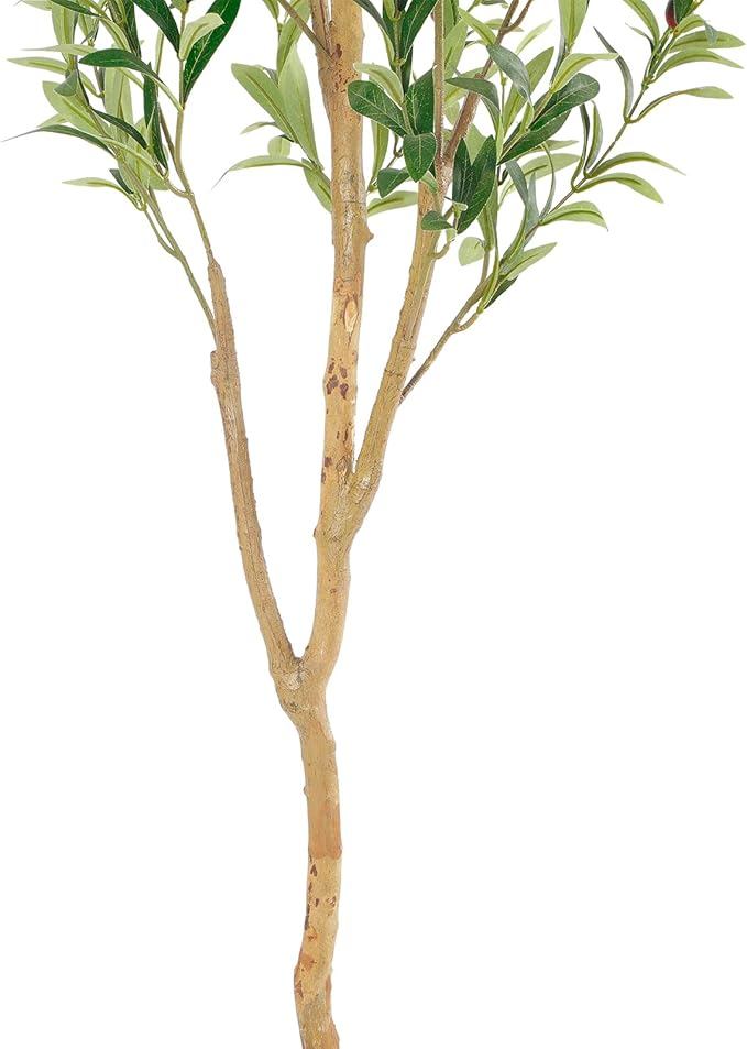 Bellacat Faux Olive Tree 5ft，Olive Trees Artificial Indoor with Natural Wood Trunk and Realistic Leaves and Fruits. 5 Feet(60in) Fake Olive Tree for Home House Office Décor.