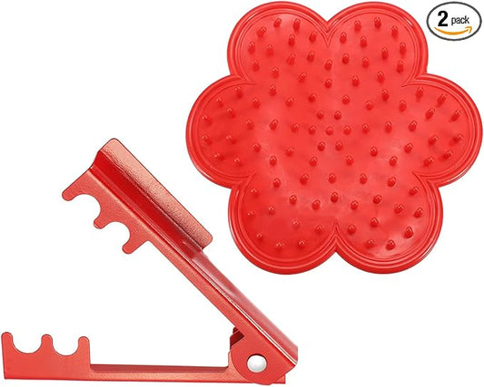 HARFINGTON 2pcs Rose Thorn Stripper Tool Set 5.5" Metal PVC Flower Thorn Leaf Remover Flower Stem and Leaf Stripping for Gardening Home Florist Arrangement, Red