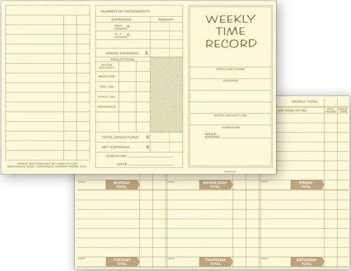 Pocket Size Weekly Time Record - 8 x 5 Inches | 250 Sheets for Efficient Scheduling