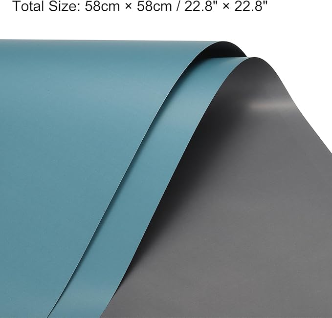 MECCANIXITY 10 Pcs Double Sided Color Flower Wrapping Paper Grey Blue+Grey 22.8"x22.8" Waterproof for Florist Bouquet Supplies, DIY Crafts, Gift Box Packaging