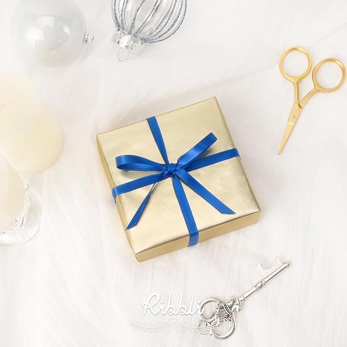 Ribbli Royal Blue Double Faced Satin Ribbon,1/4” x Continuous 25 Yards,Use for Bows Bouquet,Gift Wrapping,Baby Shower,Floral Arrangement