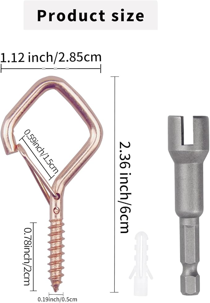 Sexoeie 35PCS Eye Screw Hooks for Hanging Heavy Duty with Safety Buckle.Metal Ceiling Hooks for Hanging Plants,Cup,Wind Chime,Bird Feeders,String Lights at Indoor&Outdoor,2.36 Inches Rose Gold