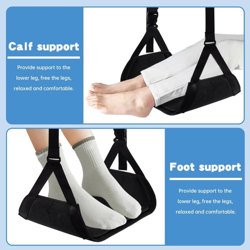 Airplane Foot Hammock by TravelEase - Adjustable Footrest for Comfort During Long Flights | Portable Black Design