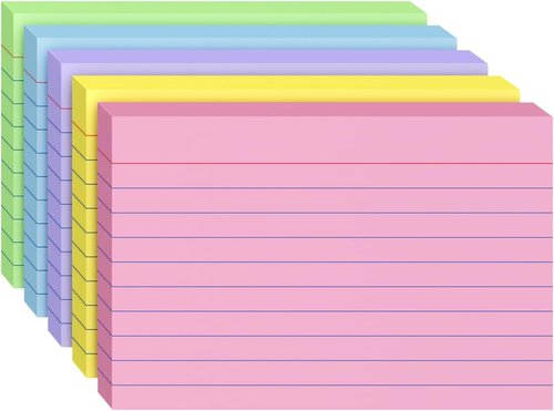 Index Cards | 4x6 Ruled Color Flash Cards - 200 Sheets for Effective Studying & Note-Taking