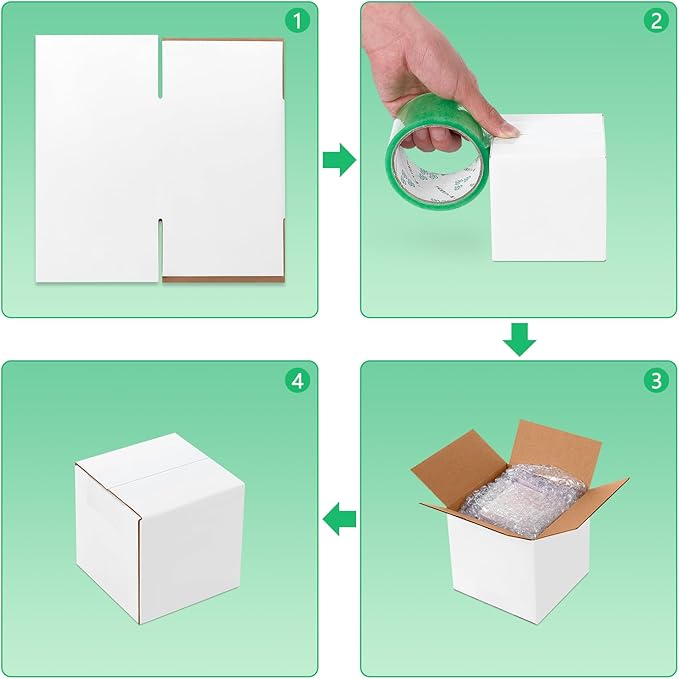 5x5x5 Small Shipping Boxes Set of 40, White Corrugated Cardboard Box for Small Business for Mailing Packaging Gifts