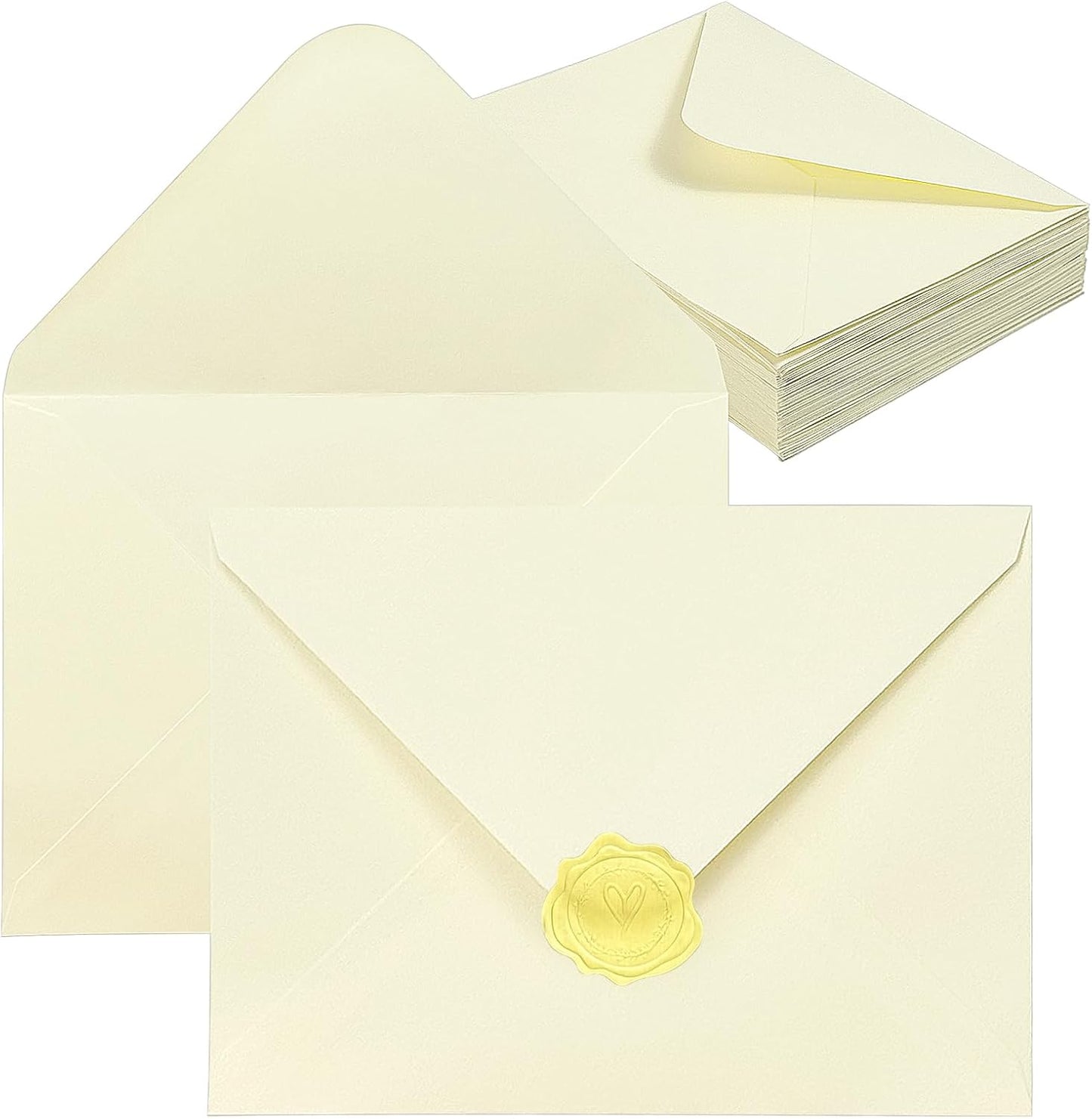 YINUOYOUJIA A7 Ivory Specialty Paper Envelopes - 50 PCS for Invitations, Weddings, and Events
