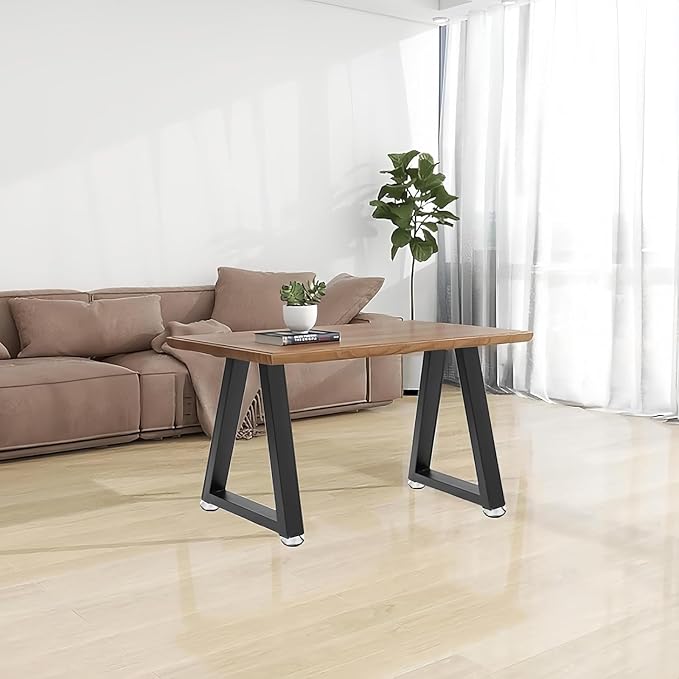 22 Inch Metal Desk Table Legs, Trapezoid Metal Coffee Table Legs,Heavy Duty Industrial Dinning Desk Leg with Adjustment Feet Pads (Bear Up to 800lb)