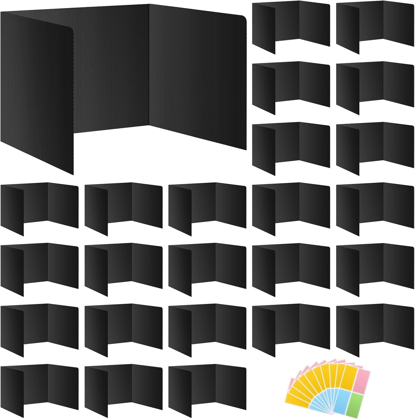 Skiennix Desk Dividers - Waterproof 24-Pack Durable Plastic Study Carrels | Easy to Clean Privacy Shields