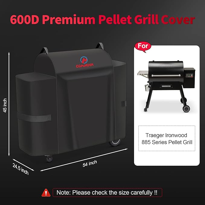 Comnova Grill Cover for Traeger Ironwood 885-600D Wood Pellet Smoker Cover for Traeger Waterproof & Heavy Duty, Premium Pellet BBQ Cover Accessory for Traegers Ironwood 885 Grills
