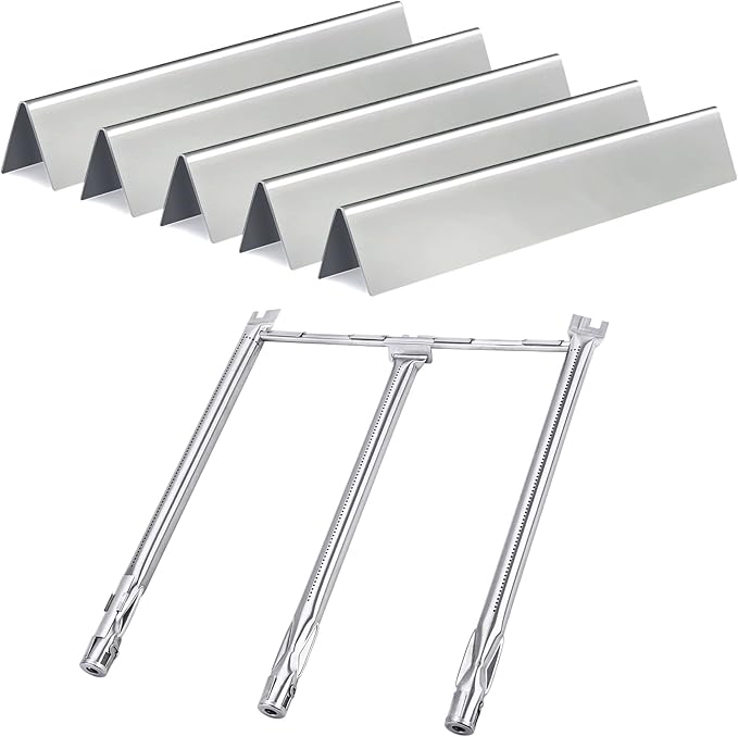 Gassaf 15.3inch Flavorizer bars and 18inch Burner Tube Set Replace for Weber Spirit 300 Series Spirit E310, E320, S310 S320, Part kit Replace for Weber 7636 69787