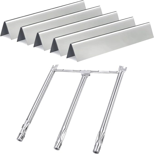 Gassaf 15.3inch Flavorizer bars and 18inch Burner Tube Set Replace for Weber Spirit 300 Series Spirit E310, E320, S310 S320, Part kit Replace for Weber 7636 69787