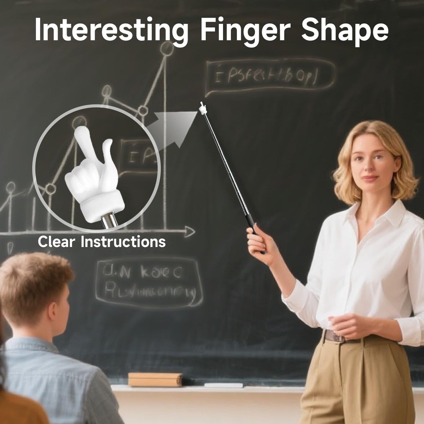 VOVIGGOL Telescopic Teacher Pointer - Extendable Mini Retractable Classroom Tool | 2-Pack (Black)