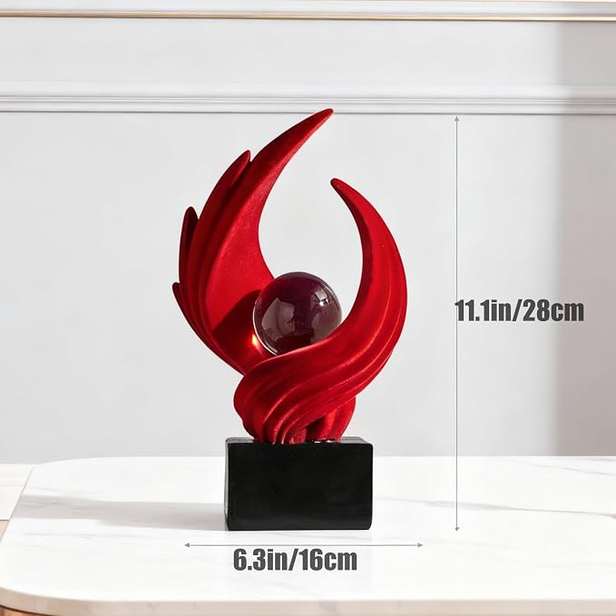 Abstract Art Sculpture, Resin Gold Decorative Statue, Modern White Ornaments for Living Room, Decorativas Modernas for Coffee Table, Entryway & Office Collectibles (Red)
