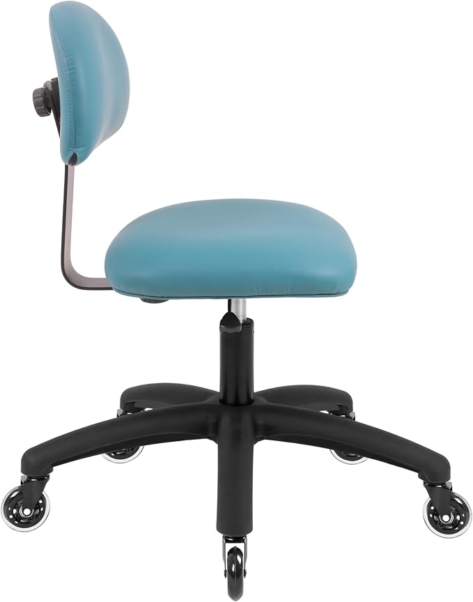 Chair Master FSS Series Square seat Low (18"-23") seat Height Chair. Vinyl-for Office, Garage, Desk, Shop, Computer, Doctor, Medical, Easy to Clean! No Footring (Aqua, Low, Rubber Roller Casters)