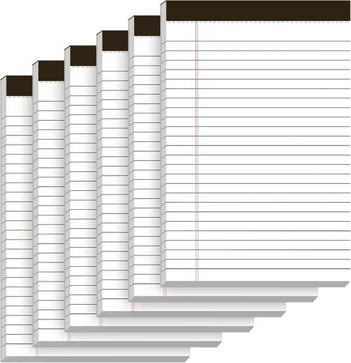 Nichela Legal Pads - 5" x 8" Narrow Ruled Notepads | 6-Pack with Perforated Sheets for Home, Office, School