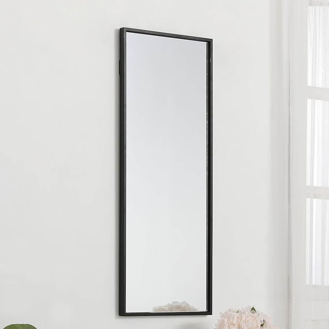 Elegant Decor Monet Home Office Decorative Rectangle Framed Wall Mirror, 14" L x 36" H - Black