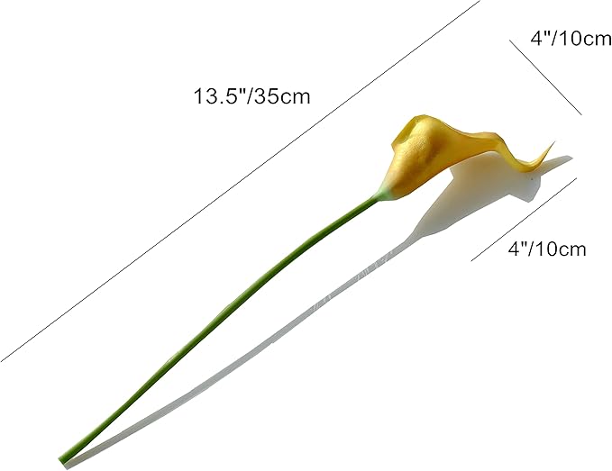 Mandy's PU Gold Calla Lily Artificial Flowers 20 Stems 13.5in Faux Realistic Centerpiece for Thanksgiving and Christmas Decorations DIY Bridal Bouquet Home Décor