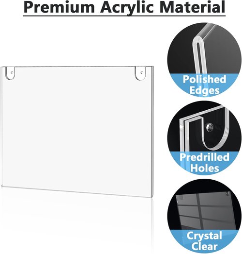MaxGear Acrylic Sign Holder - 11 x 17 Inch Clear Wall Mount Frame with Adhesive Tapes | 6 Pack for Office & Home